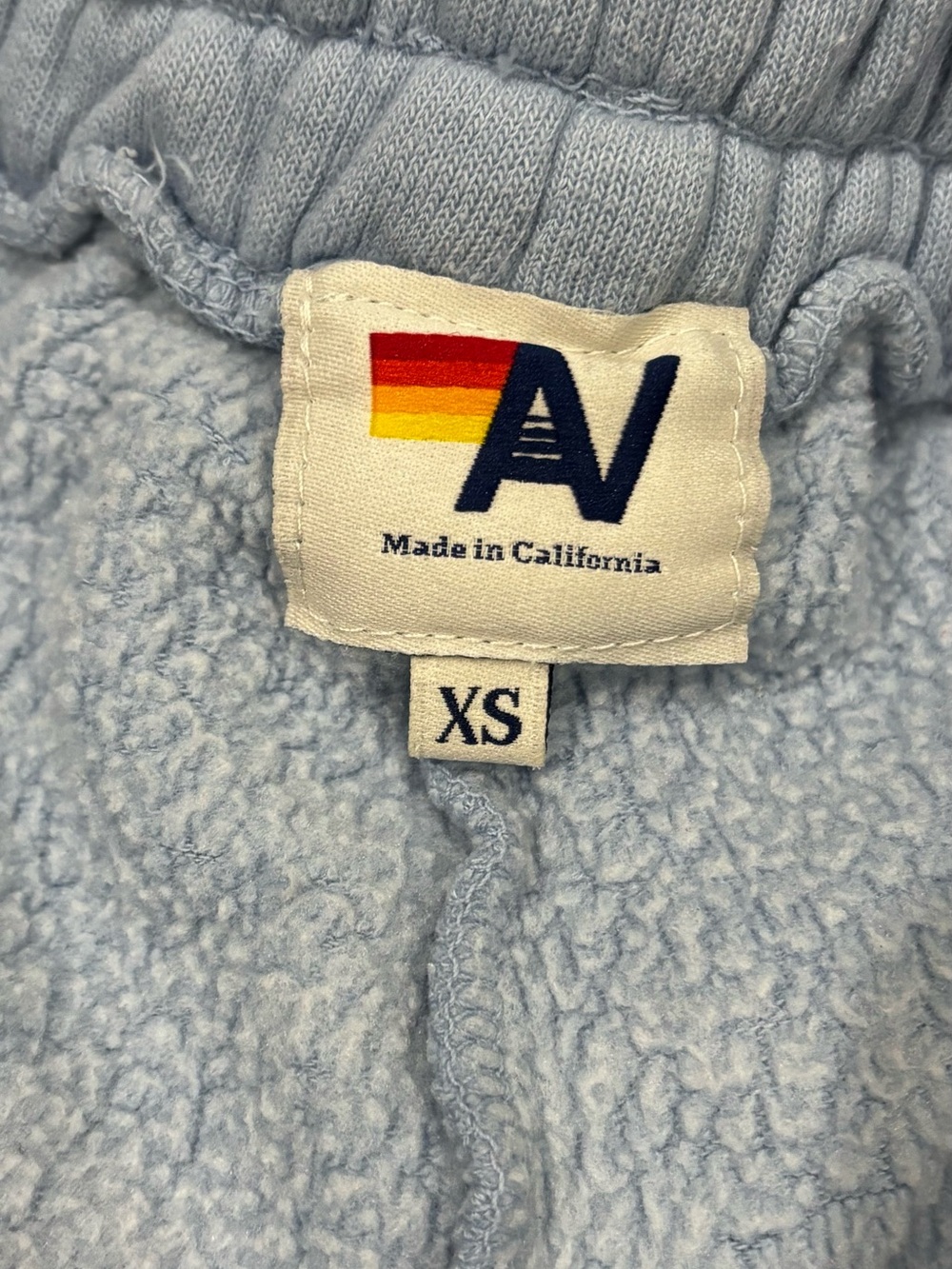 Aviator Nation Light Blue Shorts with Rainbow Heart Patch - Picture 2 of 4